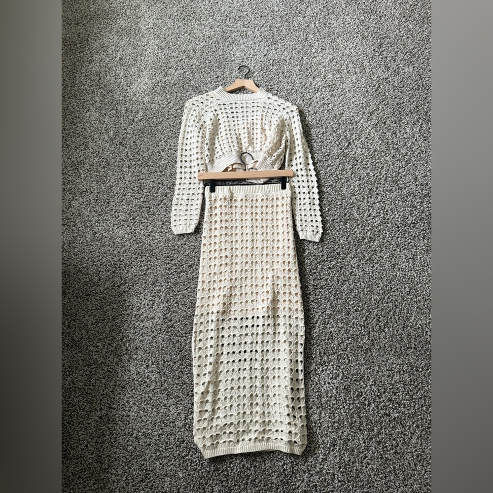 Elegant Cream Crochet matching set